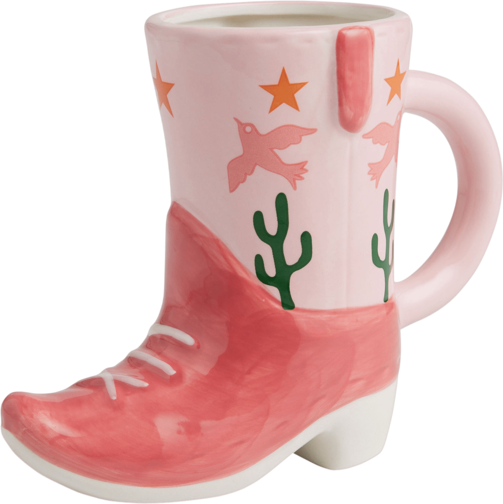Pink Cowboy Boot Figural Ceramic Mug