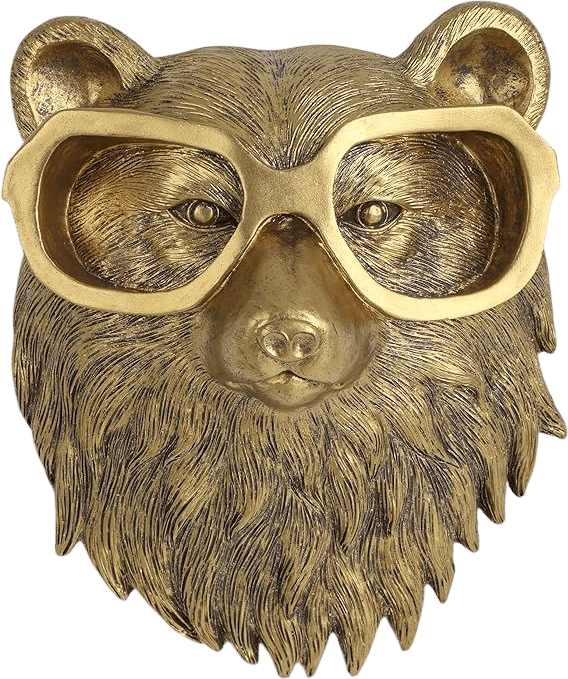 Quirky Gold Animal Head Wall Decor Wall Sculpture Home Decor Statue for Living Room Office Bedroom Modern Decor for Men Women Bear : Home & Kitchen
