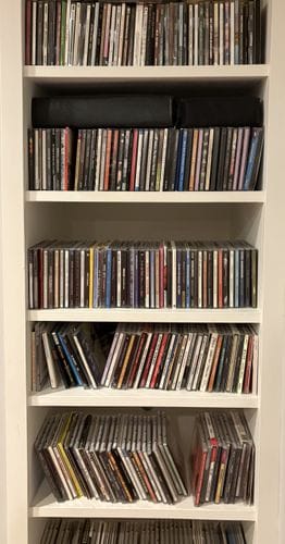 CDs and a boombox for an outside hang