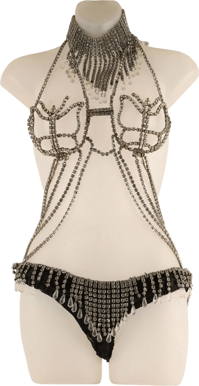 Art Deco Rhinestone Showgirl Folies Bergere Stage Costume