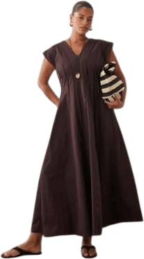 Curve V-Neck Midi Dress with Sculpting Panels