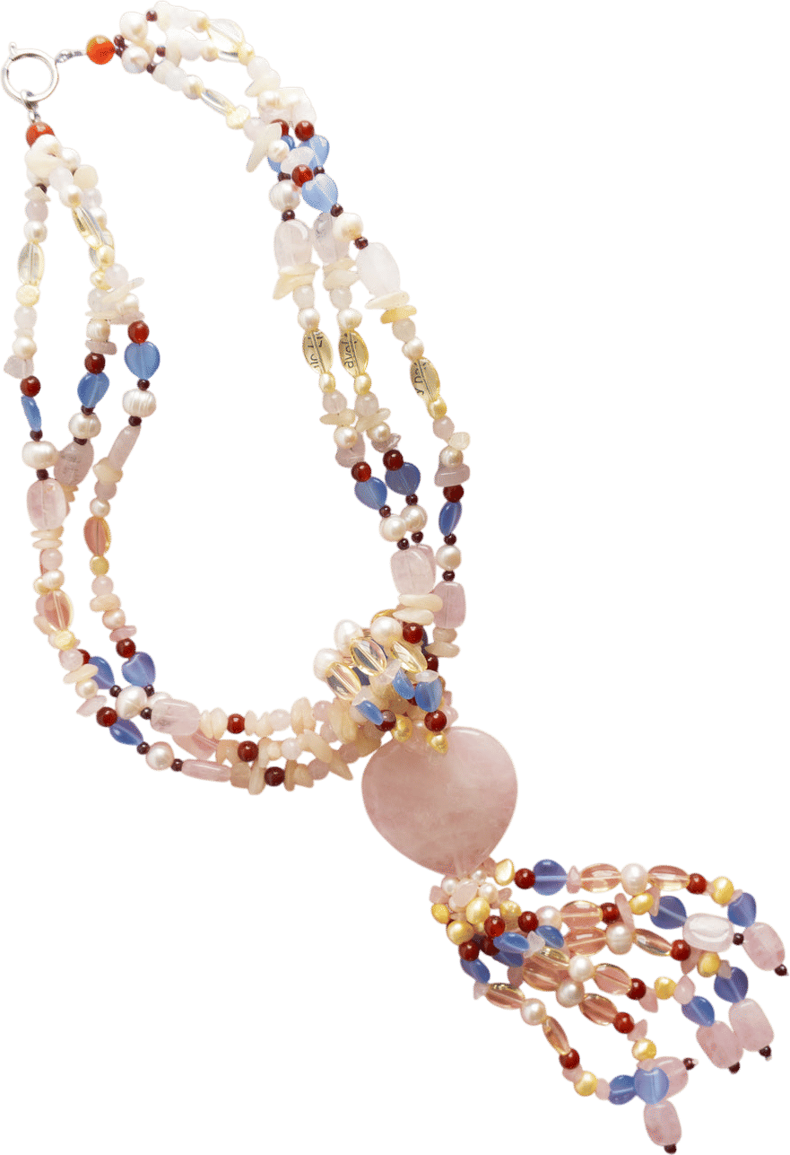 Vestige Rose Quartz Beaded Tassel Necklace