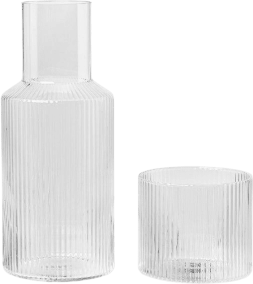 Bedside water carafe + glass