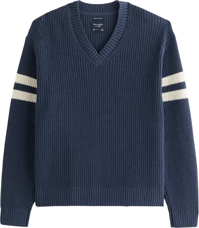 Abercrombie & Fitch 100% Cotton Rib V-Neck Sweater