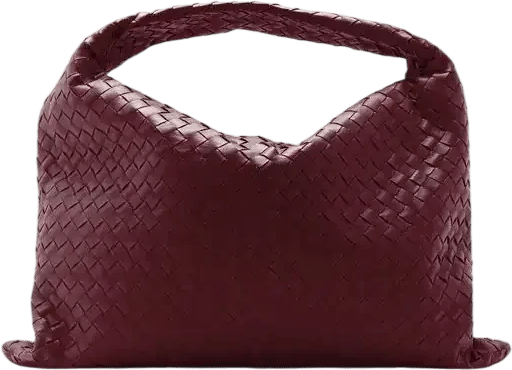 BOTTEGA VENETA  Large Intrecciato Leather Hop Bag - Burgundy