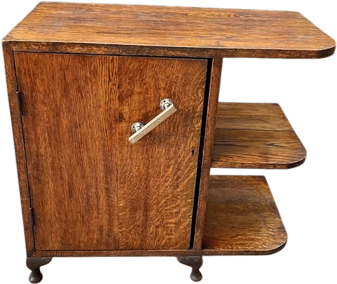 Vintage Art Deco Solid Oak Cabinet / Dry Bar