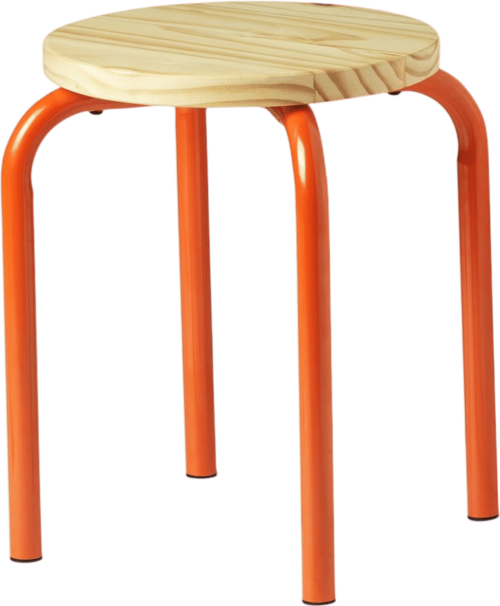 DOMSTEN Stool, orange/pine