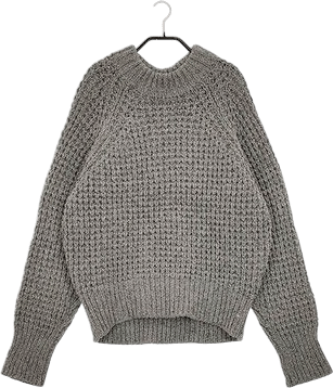 45R/45rpm Waffle wool spun big sweater Sweater knit gray 5-0513M♪ | eBay