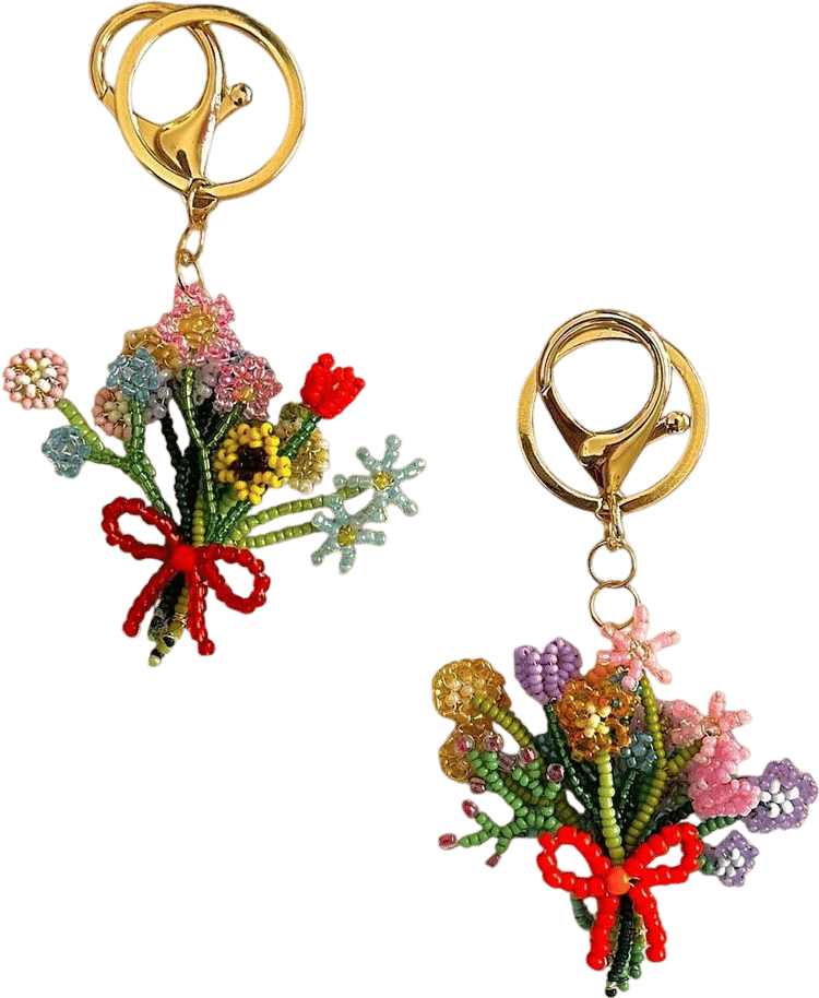 Beaded Flower Keychain