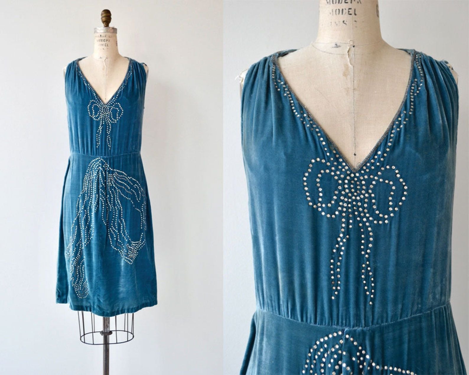 Vintage 1920s Silk Velvet Dress