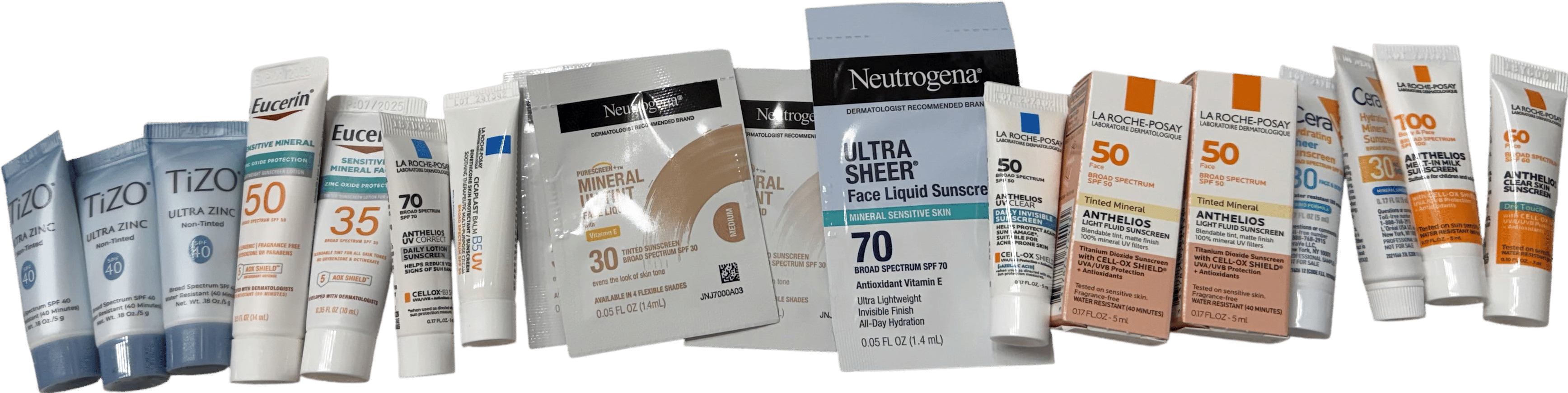 sunscreen samples from the dermatologist