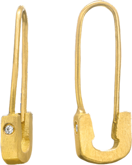 Gold Safety Pin Earring with Diamond