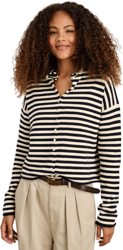 Taylor Striped Cardigan in Cotton Cashmere