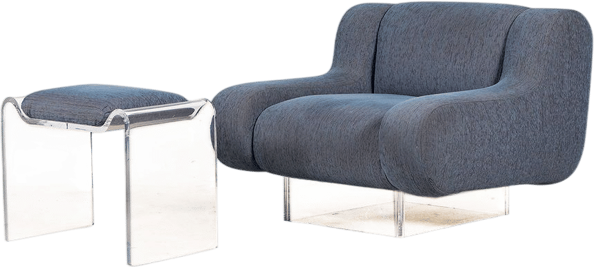 Charles Hollis Jones Waterfall Lounge Chair and Ottoman