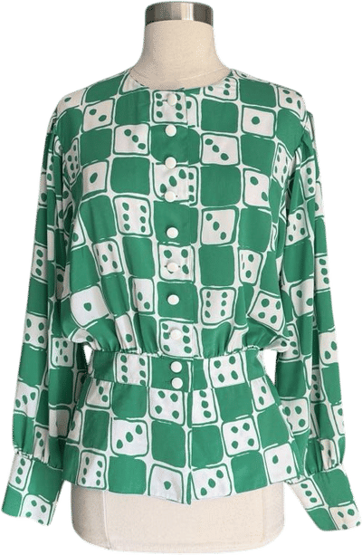 Vintage Louis Féraud Checkered Dice Blouse