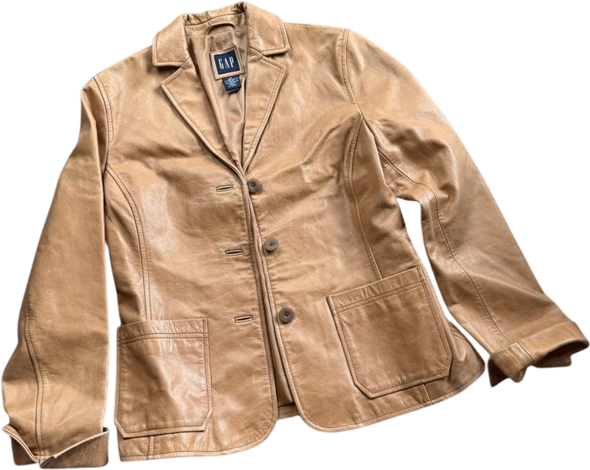 Vintage Gap Genuine Leather Camel Blazer Jacket