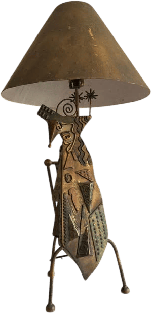 Vintage Brutalist Cubist Lamp