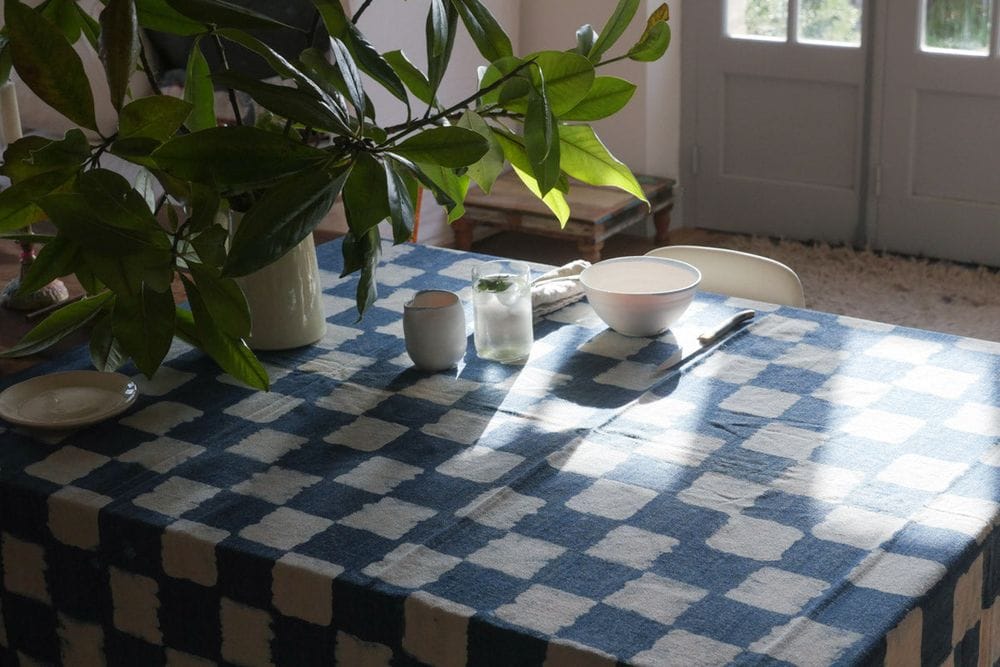 Table Cloth Indigo Cheques