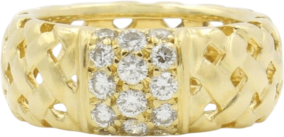 18K Gold Diamond Vannerie Ring