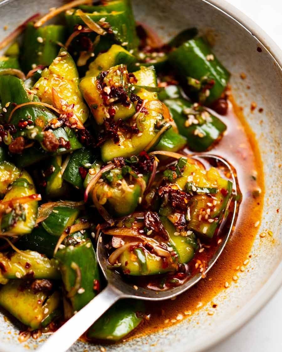Cucumber with chili crisp