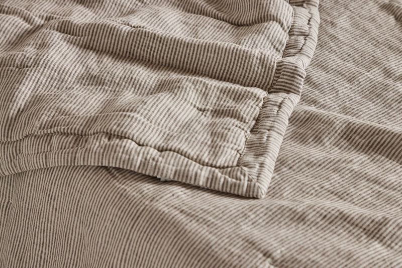 Nickey Kehoe Ticking Stripe Coverlet in Fog