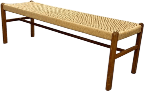 Scandi Danish Woven and Wood Bench