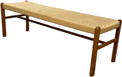 Scandi Danish Woven and Wood Bench