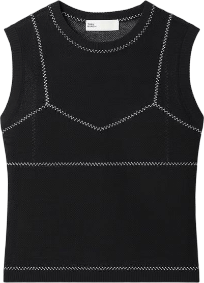 Cotton And Nylon Mesh Top: Women's Designer Sweaters | Tory Burch