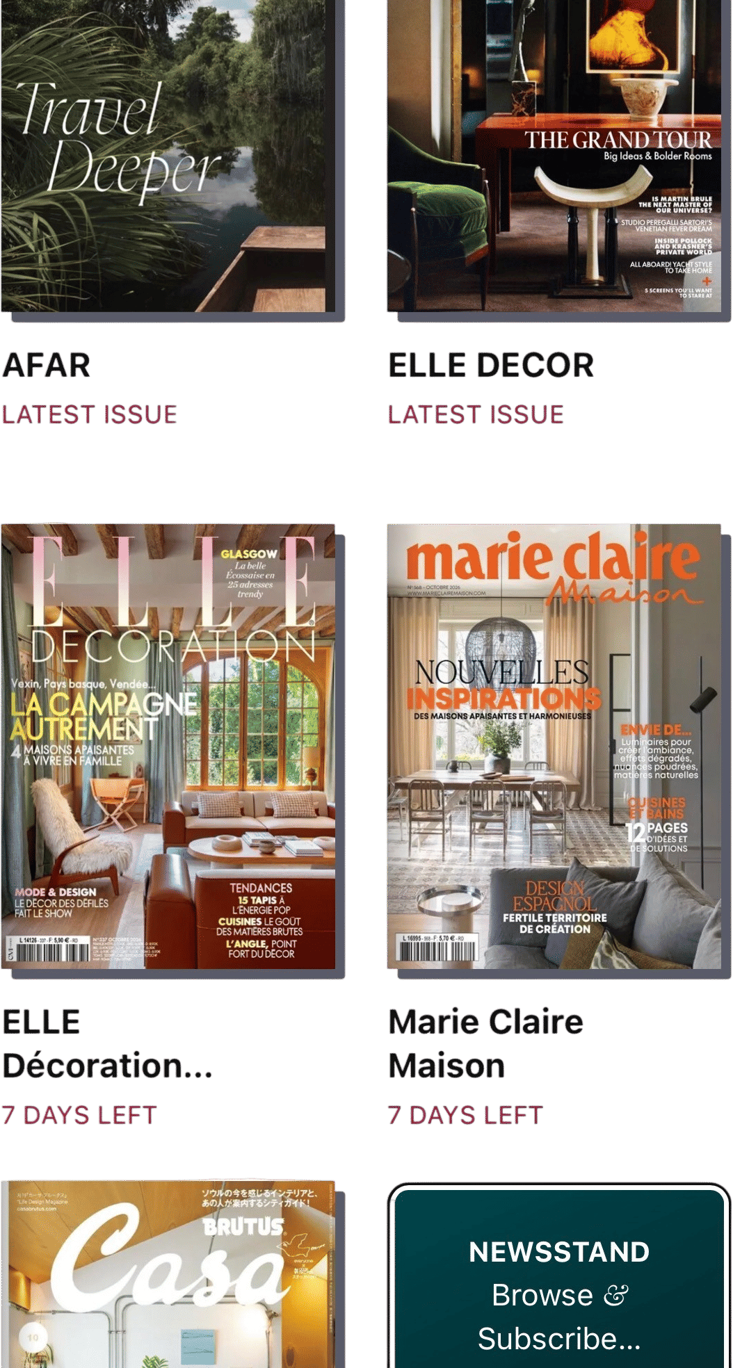 Magazines on the Libby app