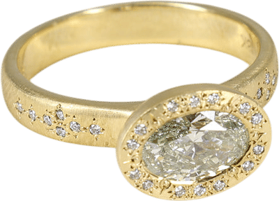 Oval Beaded Horizon Ring