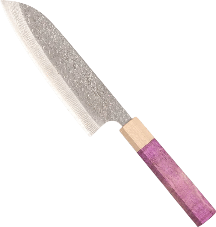 Kamo Hamono VG10 Tsuchime Damascus Santoku Knife