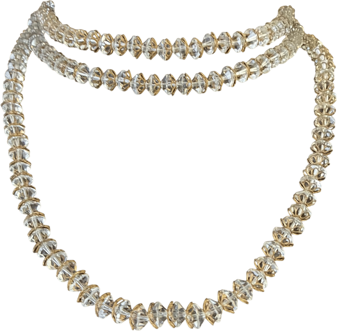 Vtg crystal glass beaded necklace ('50s/'60s)