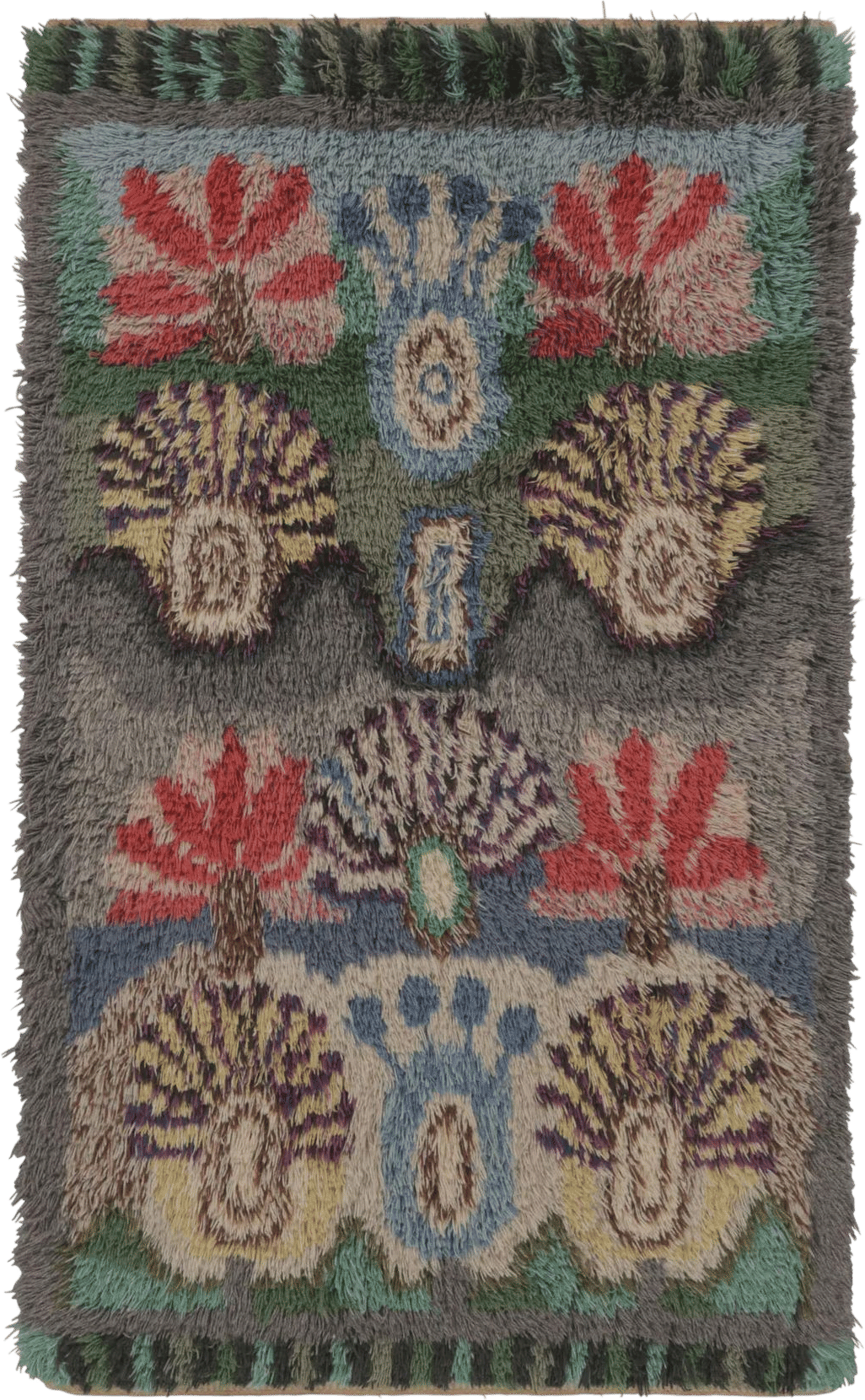 Swedish Rya Rug with ocean-like tones
