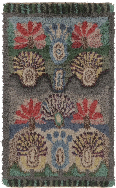 Swedish Rya Rug in Ocean Tones