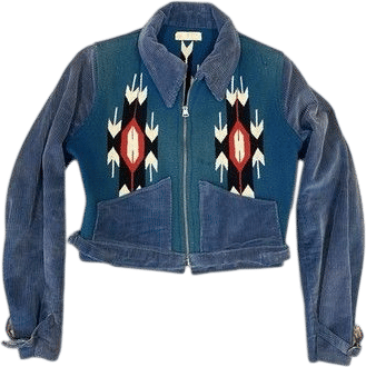 Vintage Chimayo Corduroy Jacket XS Blue 1940s Made In Santa Fe, Beautiful Fade