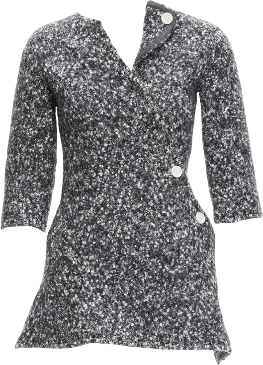 OLD CELINE Runway Phoebe Philo 2014 grey wool boucle bias diagonal top FR34 XS