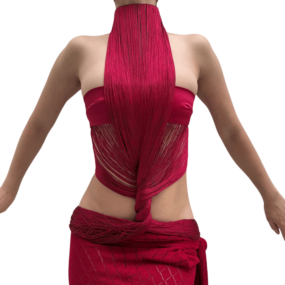 Draped fringe top