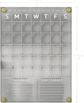 Clear Acrylic Monthly Fridge Calendar