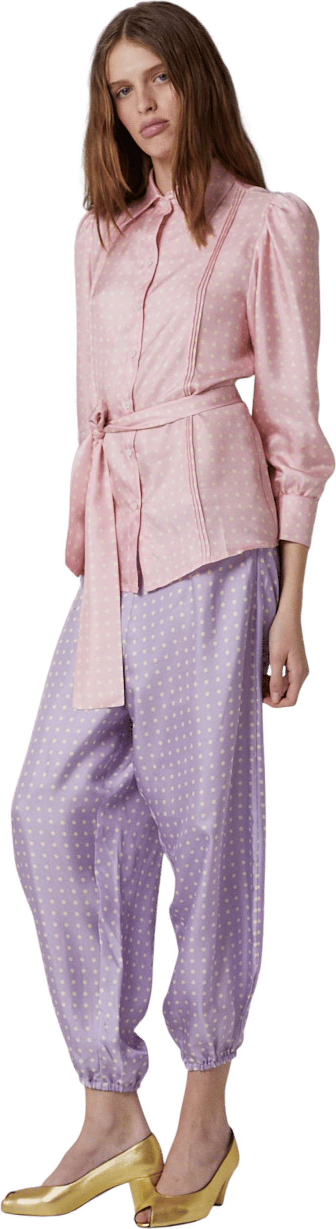 Boogie Silk Dots Pants Lila