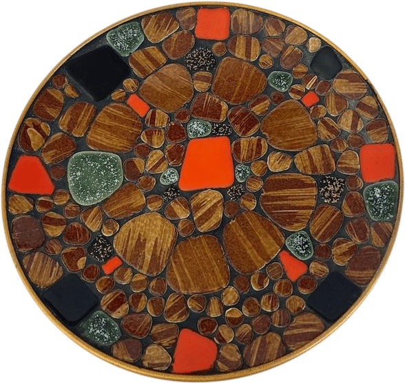 Mid-Century Modern Mosaic River Stone Platter