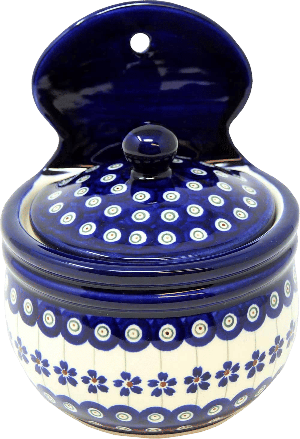 Polish Pottery Hanging Salt Box