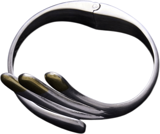 Three-Ray Silver Cuff Bracelet with Gold Tips | Khata Space
