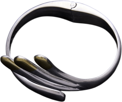Three-Ray Silver Cuff Bracelet with Gold Tips