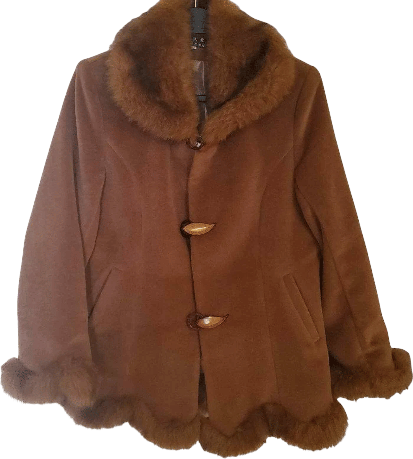 Vintage Scalloped Hem Faux Fur Coat