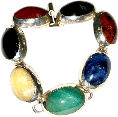 Taxco Vintage Sterling Gemstone Bracelet