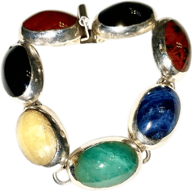 Taxco Vintage Sterling Gemstone Bracelet
