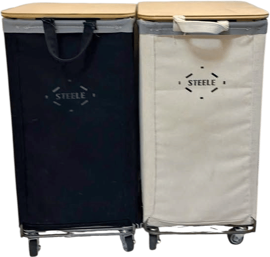 Steele laundry rolling carts with lids