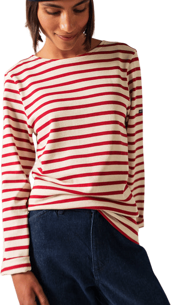 Meridien Moderne Breton Shirt (Ecru / Maroon)