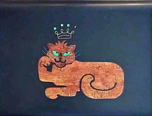 Vintage Couroc black Inlay Lion Tray