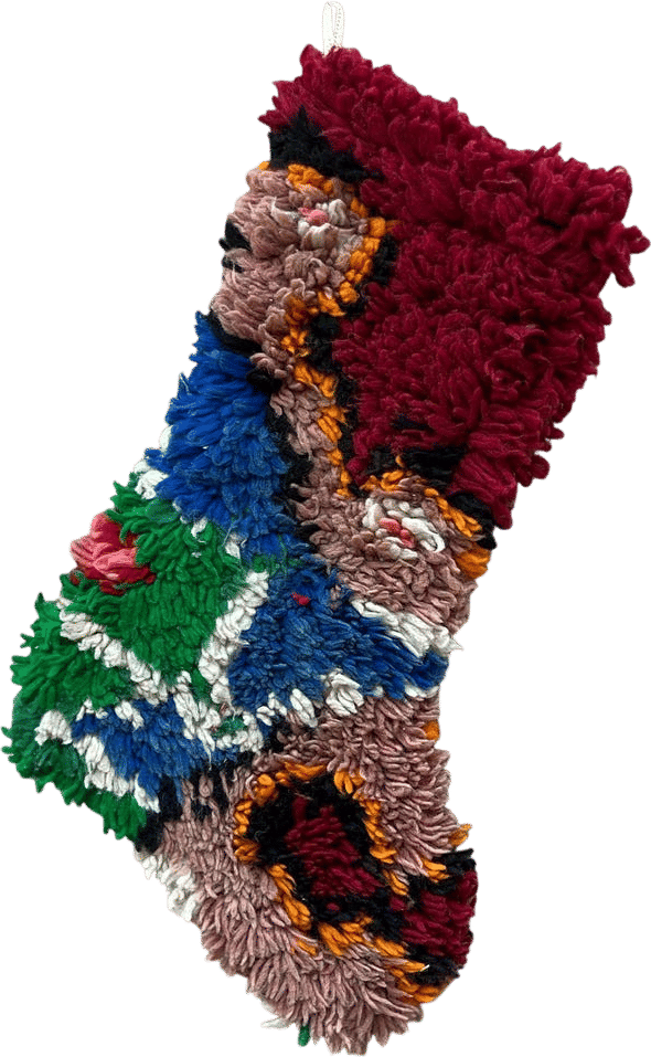 Handmade Turkish Rug Christmas Stocking: Vintage Neutral Decor